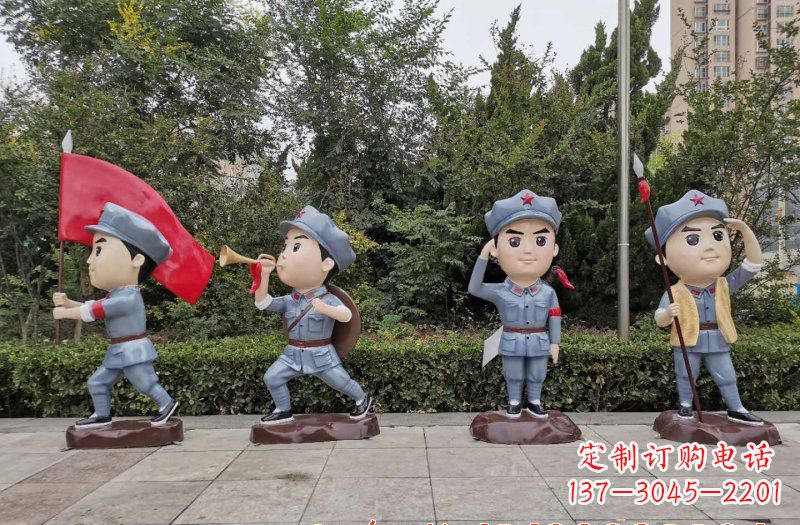 玻璃钢卡通小红军雕塑