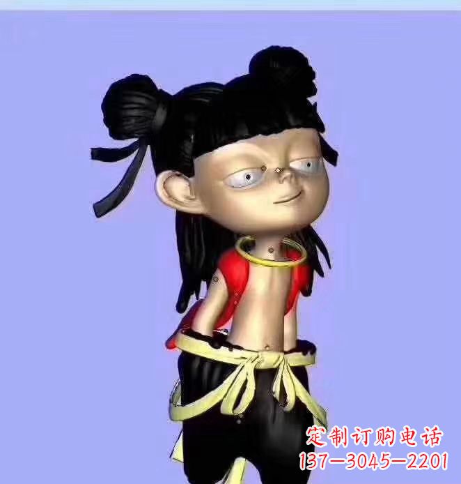 玻璃钢卡通小哪咤雕塑 公园景观雕塑