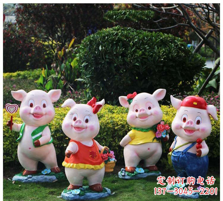 玻璃钢卡通小猪雕塑