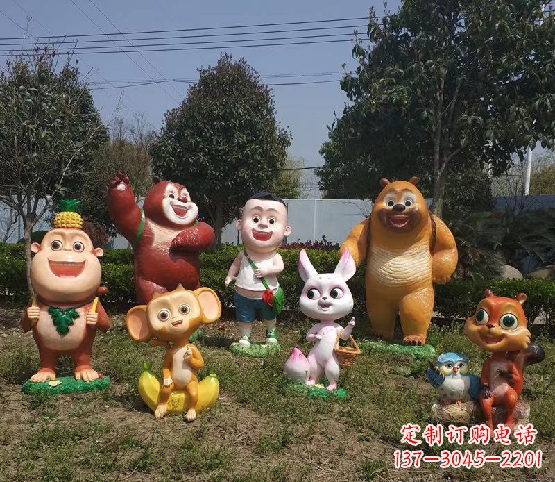 玻璃钢卡通熊出没雕塑公园卡通雕塑
