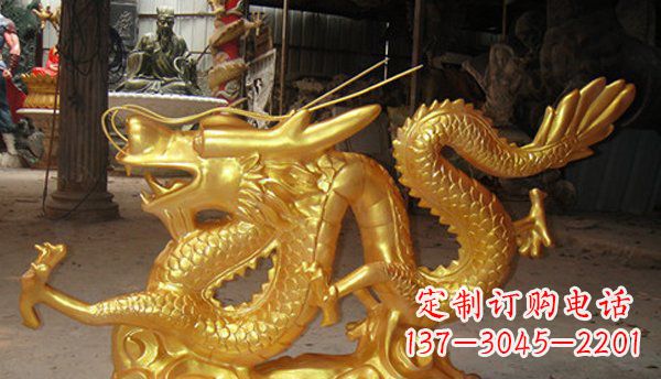 玻璃钢龙仿铜动物雕塑