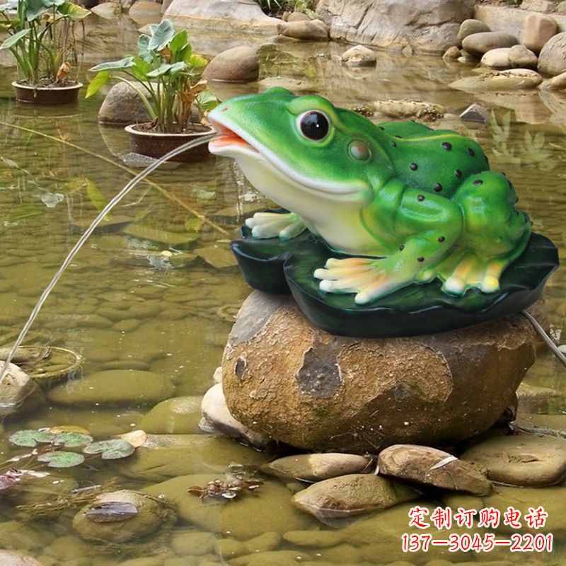 玻璃钢喷水青蛙公园水景动物雕塑摆件