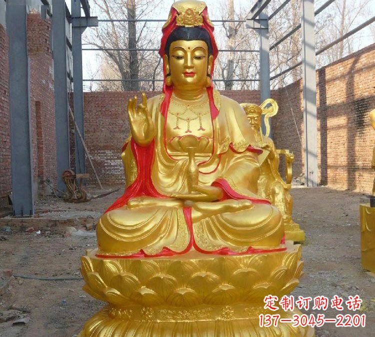 玻璃钢金观音菩萨雕塑 玻璃钢金观音菩萨雕塑