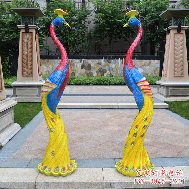 玻璃钢制精美孔雀雕塑 玻璃钢制精美孔雀雕塑