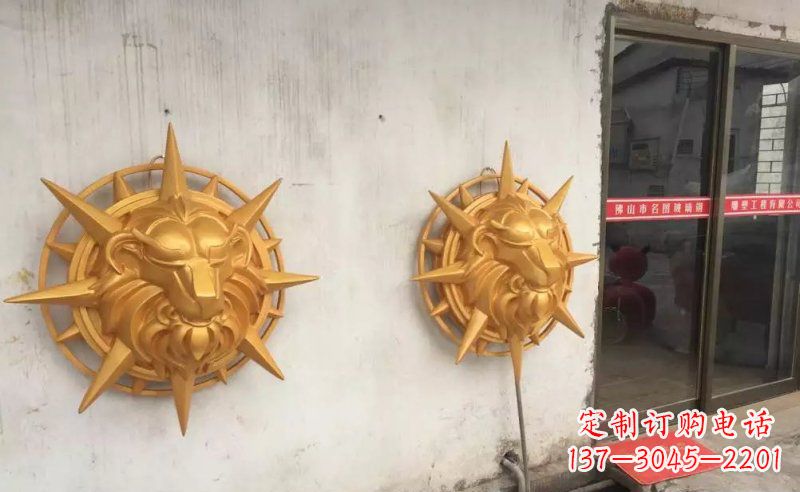 玻璃钢狮子头雕塑——精美景观装置 玻璃钢狮子头雕塑——精美景观装置