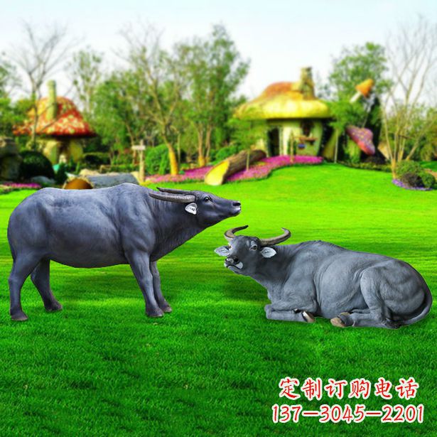 玻璃钢水牛雕塑-农场农家院仿真动物摆件
