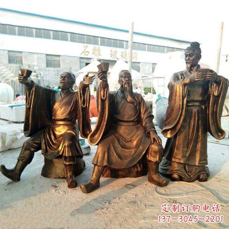 玻璃钢桃园三结义仿铜景观雕塑