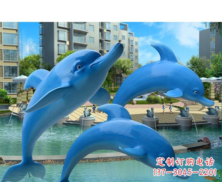 玻璃钢跳跃的海豚雕塑