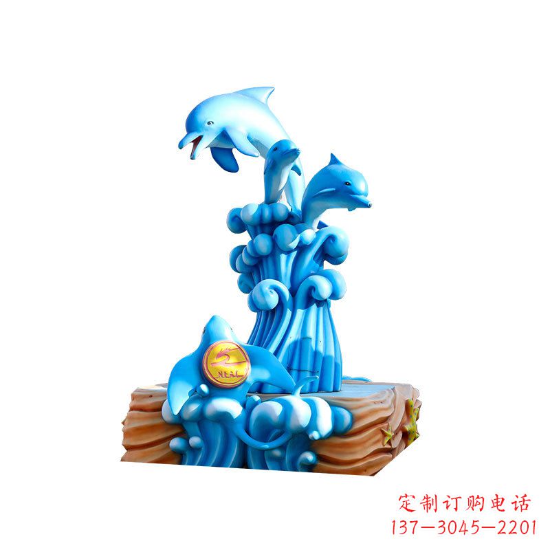 玻璃钢戏水海豚,水上乐园泳池喷泉玻璃钢雕塑