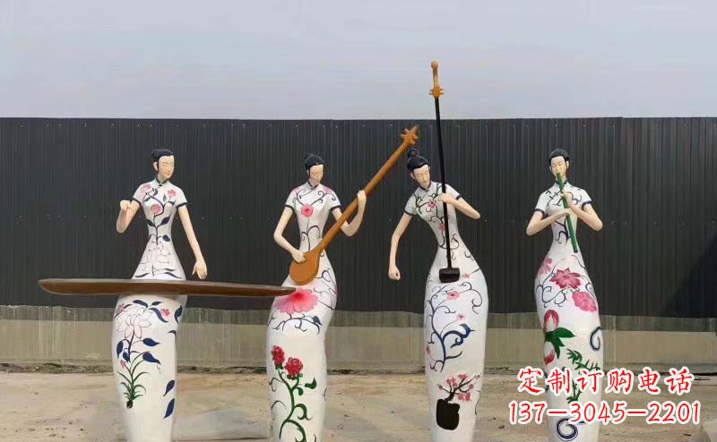 玻璃钢音乐演奏人物雕塑