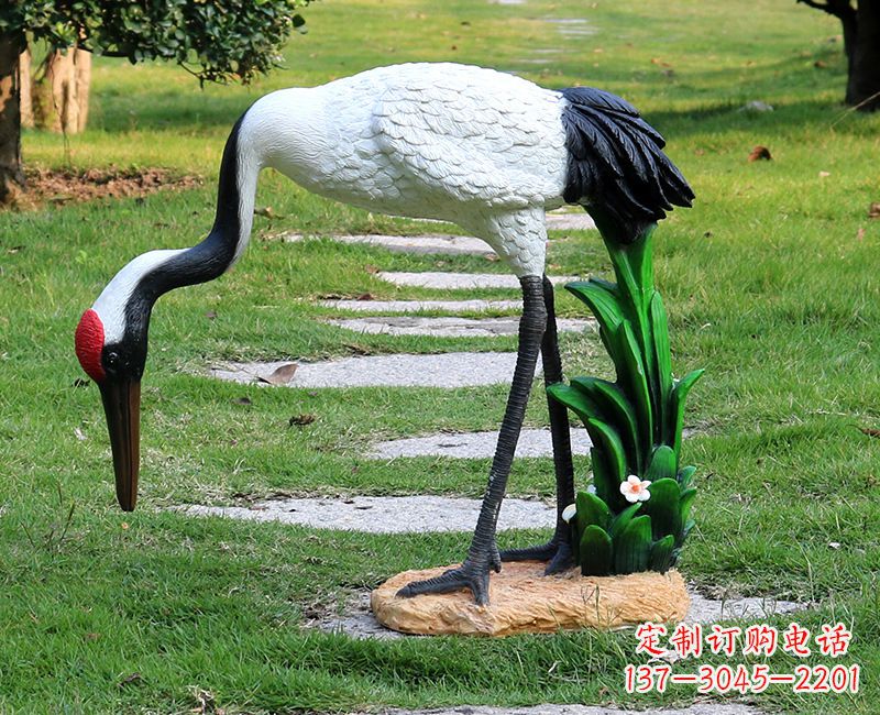 玻璃钢园林雕塑仿真白鹤