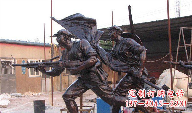 玻璃钢战士仿铜人物雕塑