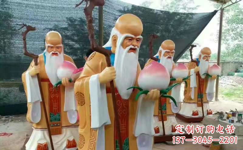 玻璃钢宗教庙宇神像彩绘老寿星雕塑