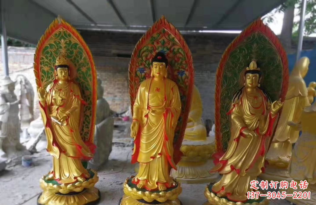 玻璃钢宗教庙宇立式西方三圣雕塑