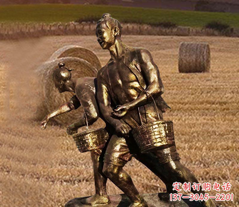 播撒种子的人物干活的农民铜雕