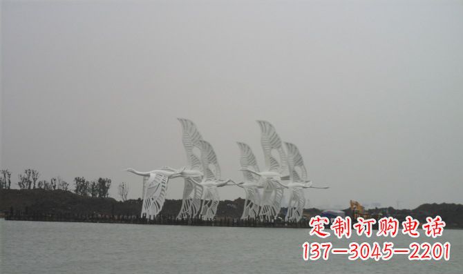 不锈钢白鹭动物雕塑