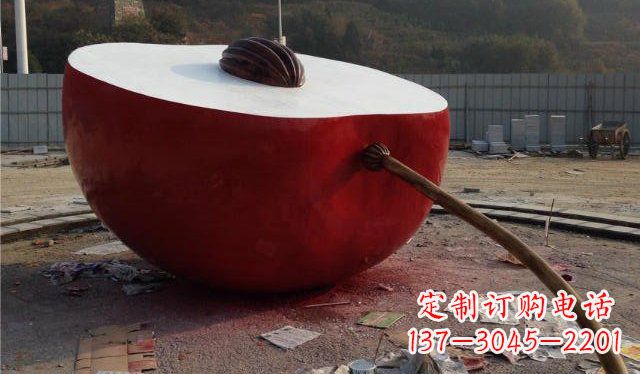 不锈钢半个苹果雕塑