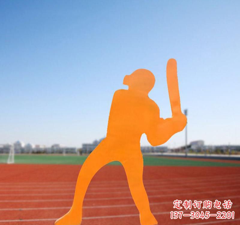 不锈钢棒球运动人物雕塑