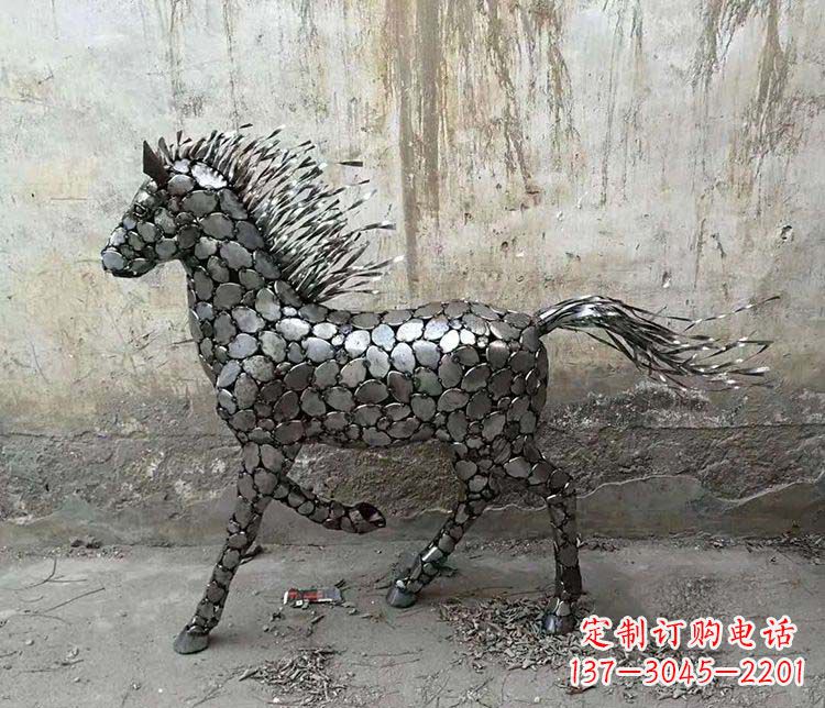 不锈钢奔马动物雕塑
