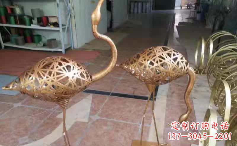 不锈钢编制动物仙鹤雕塑