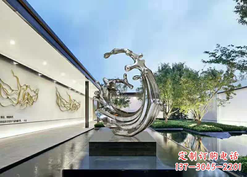 不锈钢别墅海浪装饰雕塑