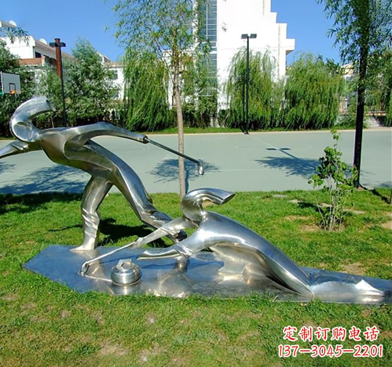 不锈钢冰壶雕塑