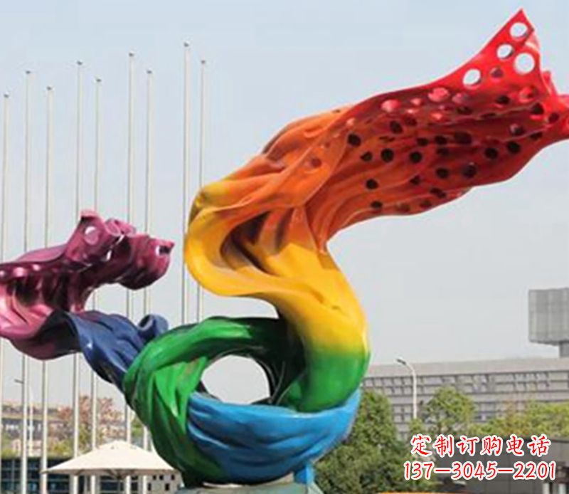 不锈钢彩带企业雕塑