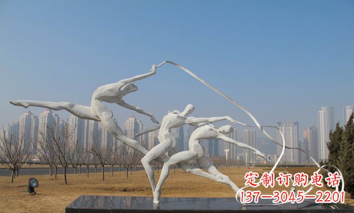 不锈钢彩带舞人物铜雕