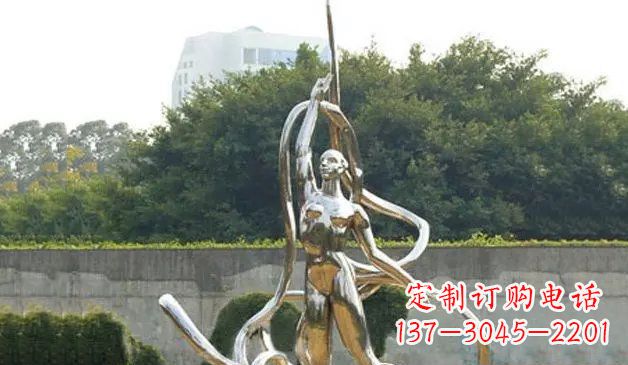 不锈钢彩带舞人物雕塑