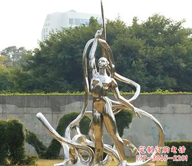 不锈钢彩带舞雕塑