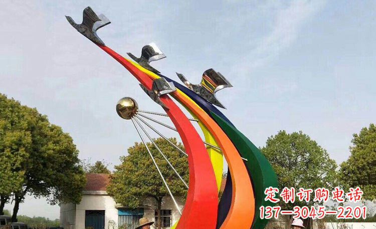 不锈钢彩虹飞鸽广场景观雕塑