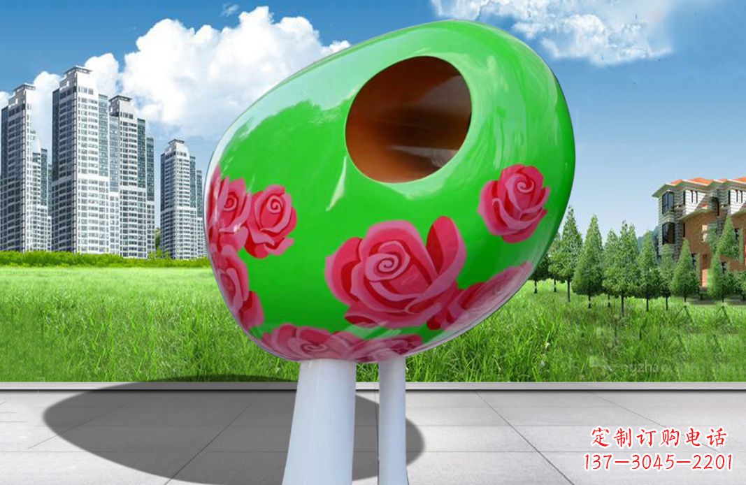 不锈钢彩绘抽象景观雕塑