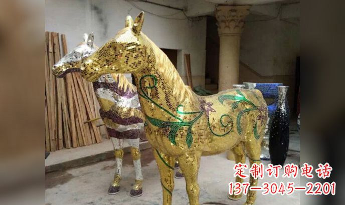 不锈钢彩绘马公园雕塑
