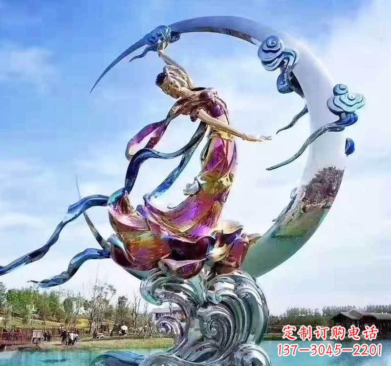 不锈钢彩绘仙女雕塑