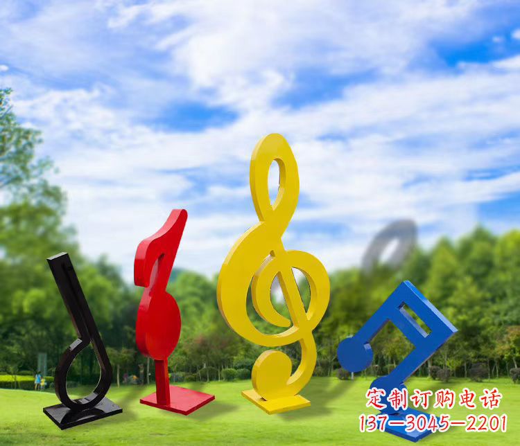 不锈钢彩绘音符雕塑