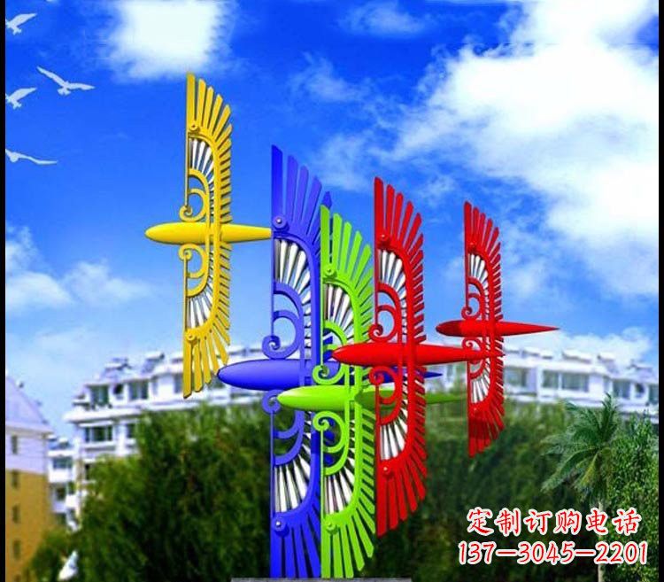 不锈钢彩色抽象老鹰雕塑