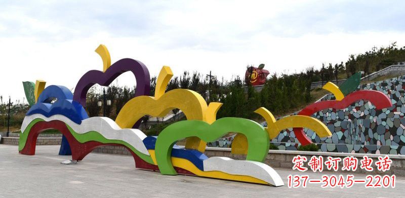 不锈钢彩色抽象苹果雕塑