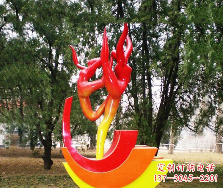 不锈钢彩色抽象跳舞人物雕塑