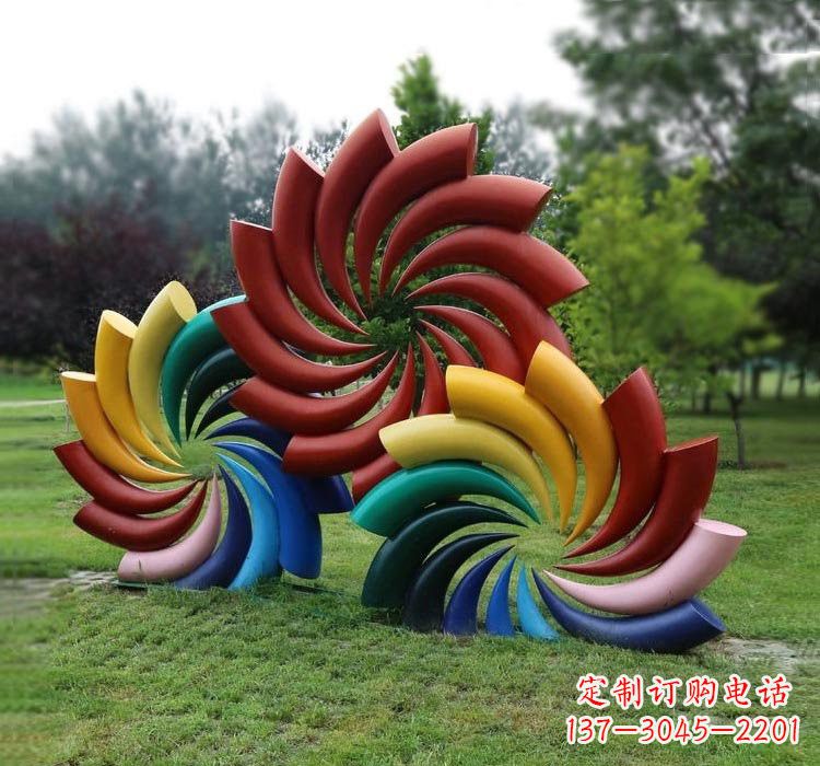 不锈钢彩色抽象旋风雕塑