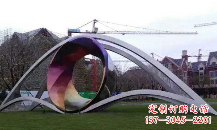 不锈钢彩色放眼未来公园景观雕塑