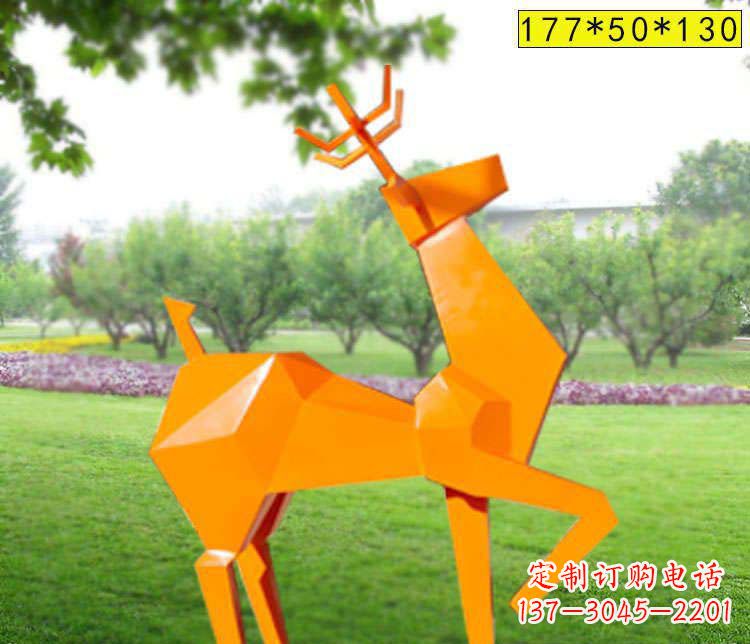 不锈钢彩色切面鹿雕塑