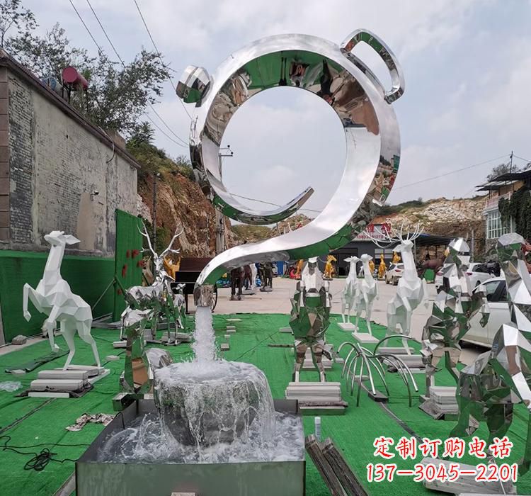 不锈钢茶壶雕塑