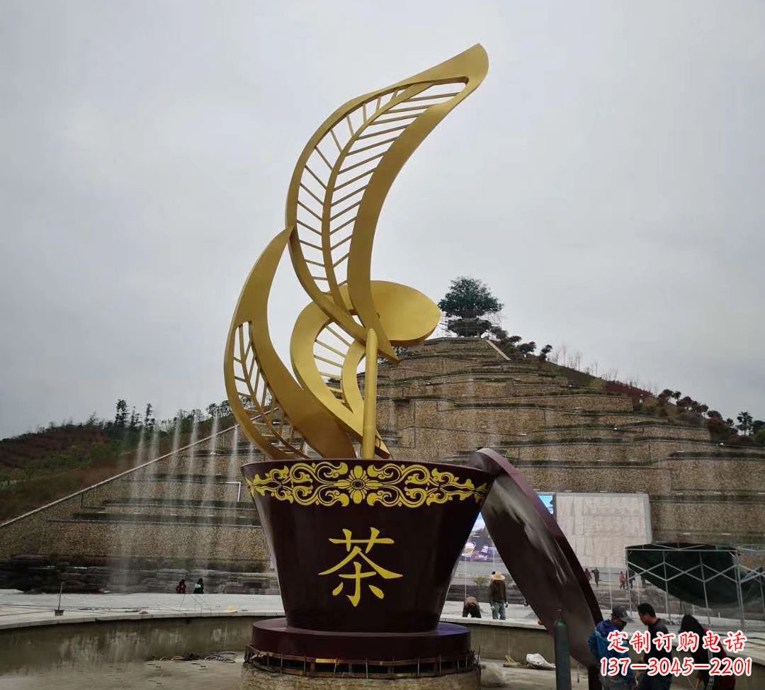 不锈钢茶艺术雕塑
