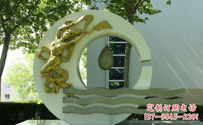 不锈钢嫦娥奔月景观雕塑