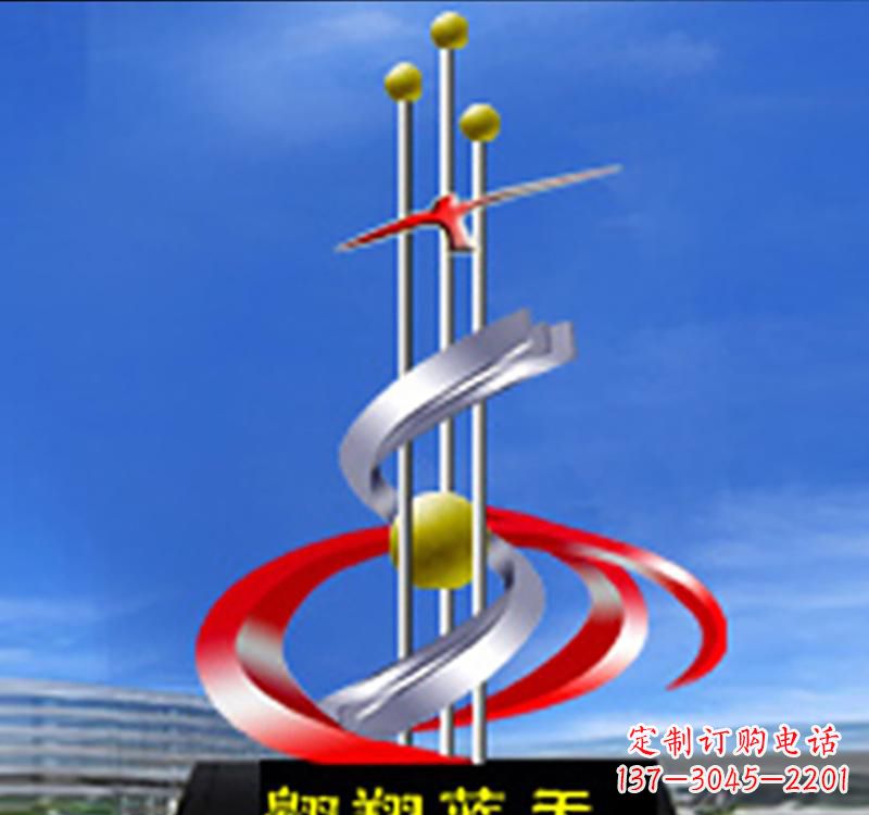 不锈钢城市翱翔蓝天标志雕塑