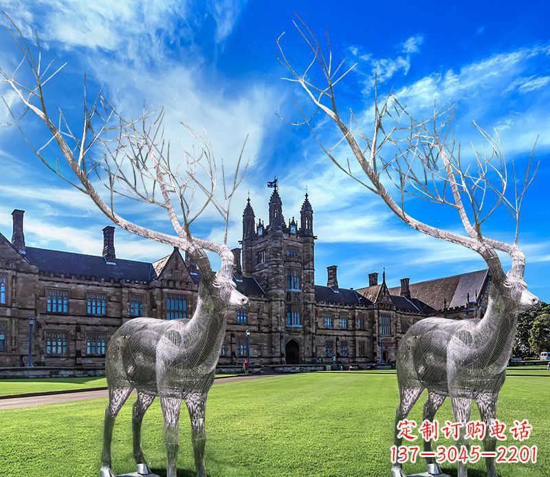 不锈钢城堡装饰景观鹿