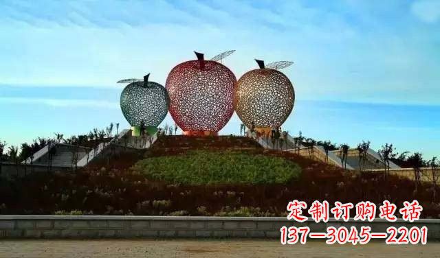 不锈钢/城市/彩色/镂空/苹果-不锈钢城市彩色镂空苹果雕塑 不锈钢/城市/彩色/镂空/苹果-不锈钢城市彩色镂空苹果雕塑