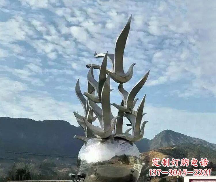 不锈钢城市抽象和平鸽地球雕塑