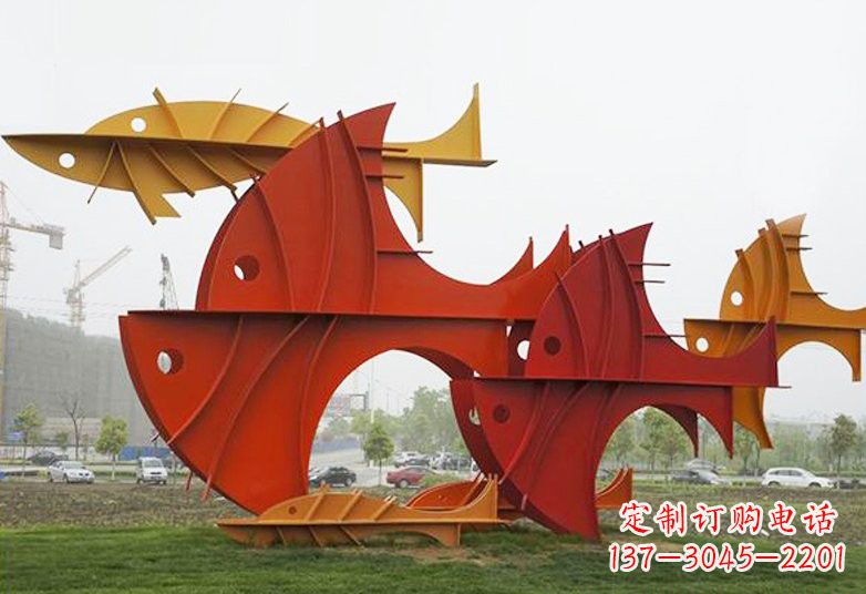不锈钢城市大型抽象鱼雕塑