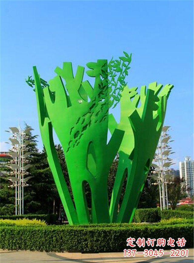 不锈钢城市大型抽象植物雕塑